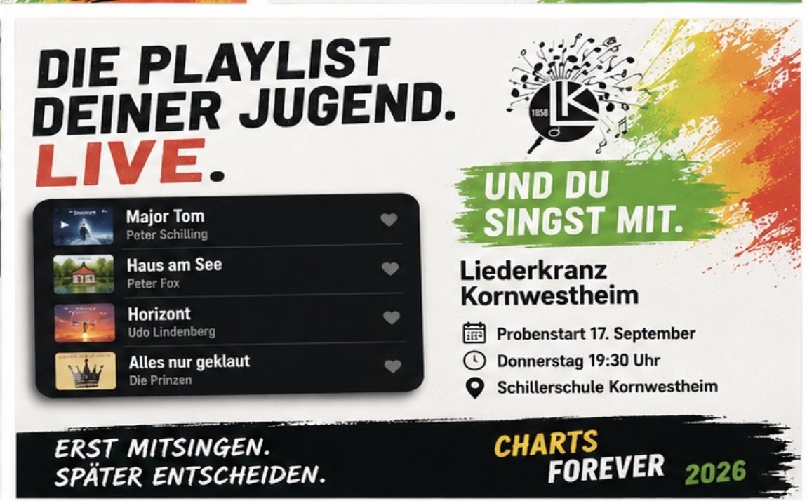 Plakat quer: Die Playlist deiner Jugend. Live.